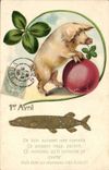 Vintage Postcard Pig Pig Poisson April 1st