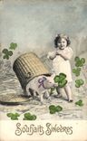CPA Cochon Porc Enfant Trefles 
