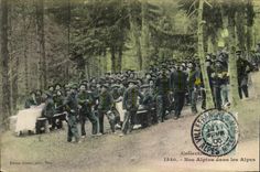 Vintage Postcard Militaria Alpine hunters Our alpine in the Alps