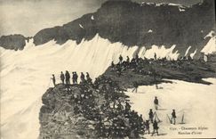 Vintage Postcard Militaria Alpine hunters Steps of winter