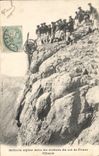 Vintage Postcard Militaria Alpine hunters alpine Battery in the rocks of the collar of Ovens