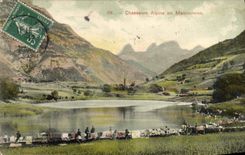 Vintage Postcard Militaria Alpine hunters in operations (drying of linen)