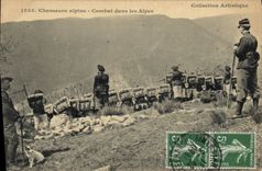 Vintage Postcard Militaria Alpine hunters Fights in the Alps