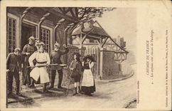 CPA Militaria Chemin de France Les enfants sont chasses de l'auberge Alsace 