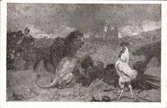 Vintage Postcard Militaria National Help Lion Cock Eagle