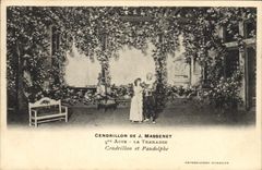 Vintage Postcard Theater Cinderella of J Massenet the terrace Cinderella and Pandolphe