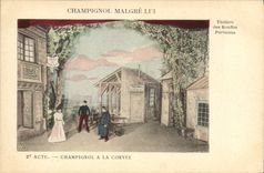 Vintage Postcard Theater of Puff out Parisian Champignol in spite of him Champignol has the drudgery