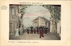 Vintage Postcard Theater of Puff out Parisian Champignol in spite of him Commencez one two!