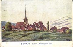 Vintage Postcard Fantasy Illustrator Waltz Hansi Mittelbergheim Alsace