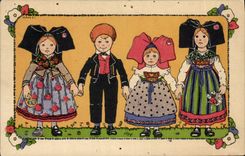 Vintage Postcard Fantasy Illustrator Waltz Hansi Alsace Children