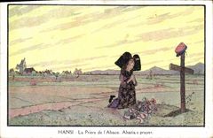 Vintage Postcard Fantasy Illustrator Waltz Hansi the prayer of Alsace