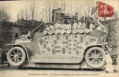 Vintage Postcard Carnival of Aix in Provence merry dominos on mobile lottos broken down Car