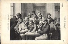 Vintage Postcard Masters of the Boilly print players of dominos