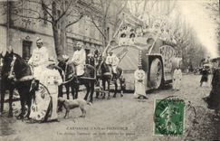 Vintage Postcard Aix in Provence Carnival merry dominos on broken down mobile lottos