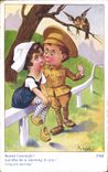 Vintage Postcard Fantasy Illustrator Right Militaria Child