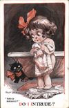 Vintage Postcard Fantasy Illustrator Fred Spurgin Child Cat