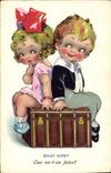 Vintage Postcard Fantasy Illustrator Children What now?