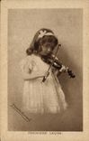 Postal Niño Primera lección Violín