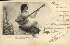 Postal Aviñón Sala de las fiestas del ayuntamiento la música provenzal