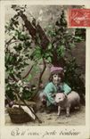 CPA Cochon Porc Enfant 