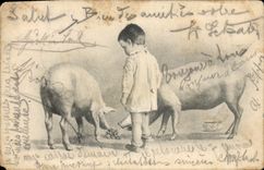 CPA Cochon Porc Enfant 