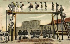 Vintage Postcard Militaria Alpine hunters Exercise of Gymnastics of the Alpine hunters