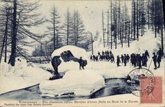Vintage Postcard Militaria Brianconnais Alpine hunters Our Alpine hunters Steps of winter Halt at the edge of Clairee