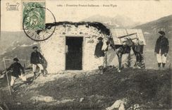 CPA Militaria Chasseurs alpins Frontiere Franco italienne Poste Vigie 