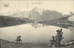 Vintage Postcard Militaria Alpine hunters Alpine Lake