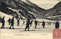 CPA Militaria Chasseurs alpins Ecole de ski du 159eme