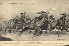 CPA Militaria Une heroique galopade Mitrailleuses de dragons
