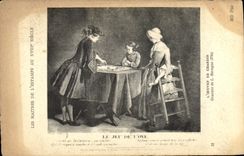 Vintage Postcard play of Oye Masters of the print Chardin Surugue