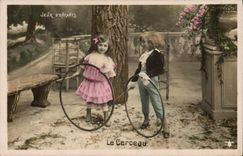 Vintage Postcard Children the hoop