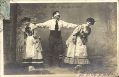 Vintage Postcard Women Man