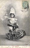 Vintage Postcard Futur marshal Enfant Rocking horse