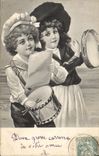 Vintage Postcard Children Drum