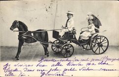 CPA Enfants Cheval Caleche 