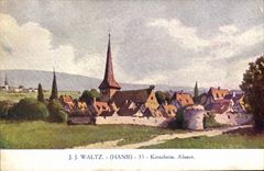 Vintage Postcard Fantasy Illustrator Hansi Alsace Kienzkeim