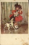 Vintage Postcard Fantasy Illustrator Colombo Child Dog
