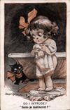 Vintage Postcard Fantasy Illustrator Fred Spurgin Cat Kitten