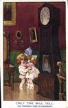 Vintage Postcard Fantasy Illustrator Children Clock