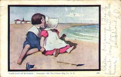 Vintage Postcard Fantasy Illustrator Last day of summer