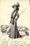 CPA Cochon Porc Femme 