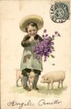 CPA Cochon Porc Enfant 
