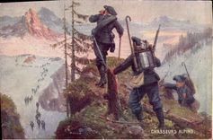 CPA Militaria Chasseurs alpins 