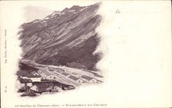 Vintage Postcard Militaria Alpine hunters 22nd battalion Hutments of Chapieux