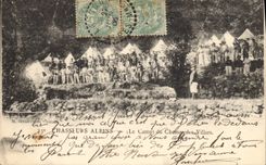 Vintage Postcard Militaria Alpine hunters the camp of the Fields of the Cities