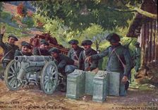 CPA Militaria Chasseurs alpins Canon de 65 de montagne des alpins