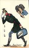 Vintage Postcard Militaria Alsace Bon travels