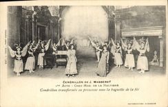 Vintage Postcard Theater Cinderella of Massenet At Mrs. of Haltiere Cinderella transformed into princess under the magic wand